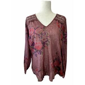NWT Vintage Goa Burgundy Floral Cotton Crochet Top Size M Boho Fairy Whimsigoth
